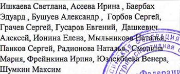 Состав команды: фрагмент оригинального протокола