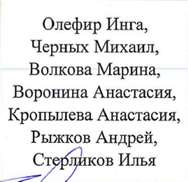 Состав команды: фрагмент оригинального протокола