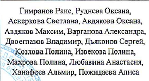 Состав команды: фрагмент оригинального протокола