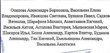 Участники: фрагмент оригинального протокола