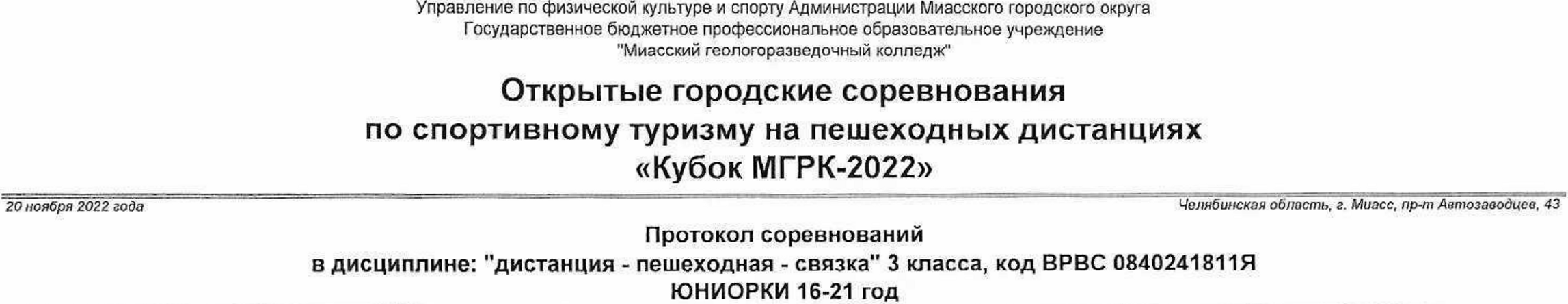 Заголовок протокола со страницы 2