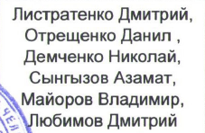 Состав команды: фрагмент оригинального протокола